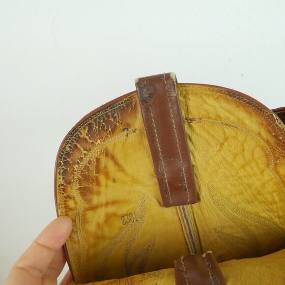 Nocona Men's 11 D Western Boots Vintage USA Brown Leather Embroidered Distressed - Picture 10 of 16